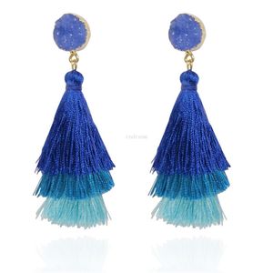 Women Crystal Layered Tassel Earrings Stud Statement Big Dangle Drop Ear Rings for Woman Fashion Jewelry Gift Will and Sandy