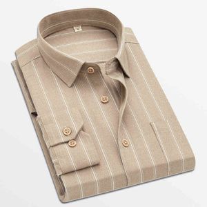 Beige Hemden für Männer Koreanische Kleidung undefiniert Harajuku Streifenhemd Kleid Hemd Herrenkleidung Chemise Hemd Karo Business G0105