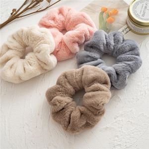 Fluffy Velvet Scrunchie Zwykły Elastyczne Zespoły Do Włosów Kobiety Gumowe Włosy Krawaty Winter Headwear Ponytail Holder Girls Akcesoria do włosów