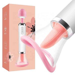 NXY Vibrators High-quality Sex Toy 12-Frequency Silicone Women's G-spot 3 In 1 Heating Licking Sucking Tongue Shape Vibrator 0106