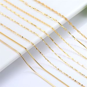 Genuine k Gold Color Necklace For Women Water Wave Chain Snake Bone starry Cross Chain inches Necklace Pendant Fine Jewelry