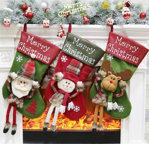 Plüsch Weihnachtsstrumpfgeschenktüten Großgröße Gitterbonbeutel Xams Baumdekoration Socken Ornament Weihnachtsgeschenk Wrap DB176