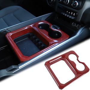 Pannello vano portaoggetti centrale portabicchieri in ABS rosso in fibra di carbonio per accessori interni auto Dodge RAM 1500