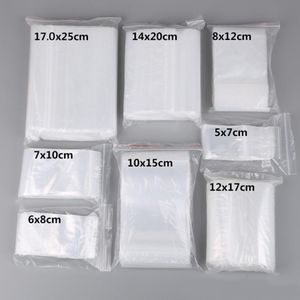 100 pçs / lote plástico fecho de zip plástico sacos reclosable jóias transparentes / saco de armazenamento de alimentos Bolsa de pacotes de cozinha Clear Ziplock Bag Atacado