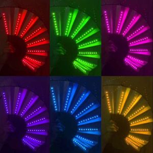 Light Up Fan Glow In Dark Luminous LED Party Accessories Show Birthday Gift Wedding Decoration Bar Prop Christmas gift 6 Colors