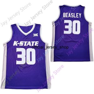 2020ニューカンザス州のワイルドキャッツカレッジバスケットボールジャージーNCAA 30 Beasley Purple Blackすべてステッチと刺繍の男性青少年サイズ