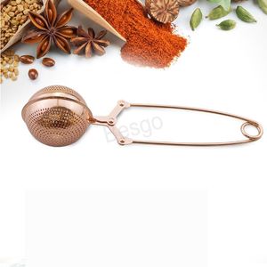 Stainless Steel Tea Leaf Round Strainers Kitchen Flour Spices Strainer Fruit Teas Long Handle Infusers Teaware Supplies BH5837 WLY