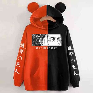 2021 Ataque de Anime em Titan Imprimir Hoodies Casuais de Natal para Mulheres Menina Adolescentes Pullover H1227