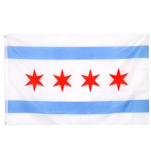 Bandeira de Chicago Alta Qualidade 3x5 FT City Banner 90x150cm Festival Party Gift 100D Poliéster Interior Exterior Impresso Bandeiras e Banners