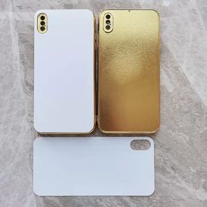 IPhone X Sublimation Hülle großhandel-Gold Elektroplant Leerzeichen D Sublimations TPU Telefon Fälle für iPhone x Pro max mit Aluminiumplatte