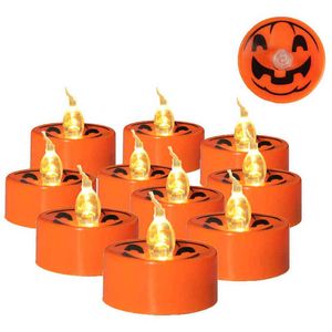 12st / set kreativ pumpa ljus halloween flameless orange elektriska ljus lampor halloween dekoration för hem skräckhus h1222