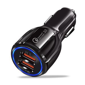 車の充電器USBクイックチャージ18W 3.0携帯電話デュアルUSB車の充電器QC 3.0速い充電アダプタ車の充電器