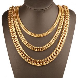 Chains Tisnium Cuba Miami Chain Necklaces Bracelets Men Women Gold Color Stainless Steel Choker Punk Style Link High Polished mm1