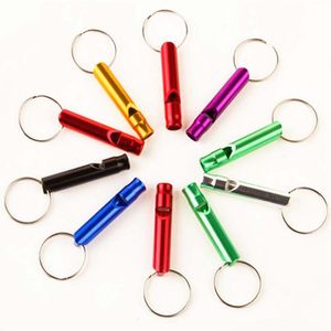 500pcs Mini Aluminum Colourful Metal Pet Dog outdoor Training Whistle With Keychain Key Chain Ring Dogs Sound Adjustable Tool