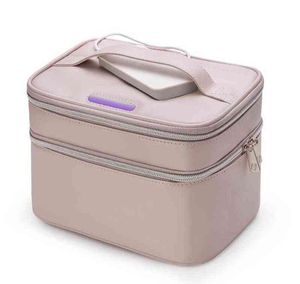 Nxy Cosmetic Bags оптом заводская цена розовый PU водонепроницаемый путешествия прозрачный макияж сумка с UVC стерилизующая косметика для леди 220118
