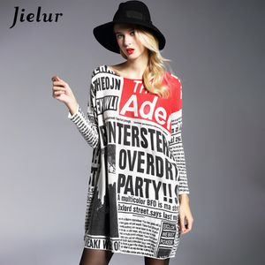 Jielur 2019 Autumn New Long Oversized Sweater Casual Letter Print Women Sweaters Pullovers Cool Batwing Sleeve Female Pullover T200116
