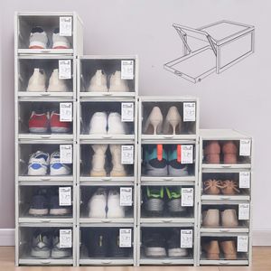 Baffect 2 3 Pack Shoe Boxes Shoe Rack Plastic Stapble Shoebox Shoe Organizer för höga klackar Sneakers Shoe Storage Drawers 201032542