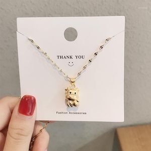 Pendant Necklaces Chinese Year Of The Ox Zodiac Necklace Women Copper Gold Color Cattle Clavicle Chain Choker Jewelry Gifts