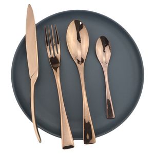 4 sztuk / zestaw Różowe Obiadur Ze Stali Nierdzewnej Sztućce Dinner Nóż Widelec Tea Spoon Tableware Home Kitchen Silverware 211228