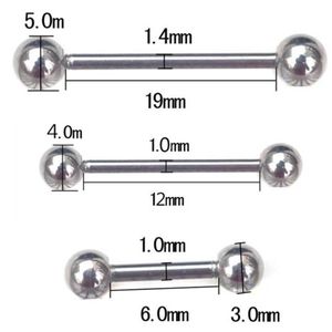 Zungenringe, 5 Stück, Stahlkugeln, industrielles Gerüst, gerade Langhantel, Ohrpiercing-Stange, chirurgischer Augenbrauen-Tragus-Nippelring Q sqcgYK