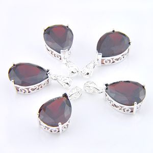 Mescolare 5PCS Teardrop Red Garnet Gemstone Pendant 925 Sterling Silver Pendenti Collane Per Lady Girl Women Regali per feste New Luckyshine