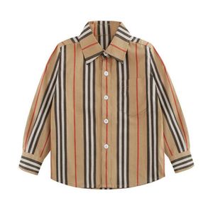 Frühling Herbst Jungen Langarm Gestreiftes Hemd Drehen-unten Kragen Kinder Gentleman Stil Shirts Kinder Tops Kind Kleidung 2-8 jahre