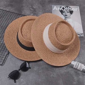 Women Summer Beach Sun Bap Brand Brand Plaw Straw Hat Fashion Girl Ribbon Beach Hat Bone Feminino Gorra Y200602