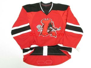 Szyte Niestandardowe Diabelskie Diabły AHL Hockey Jersey Dodaj dowolny Nazwa Numer Mens Kids Jersey XS-5XL