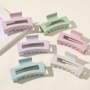 Large Size Frosted Hair Claws Candy Color Geometric Hairpin Square Hollow Acetate Clamps Banana Grips Accessorie