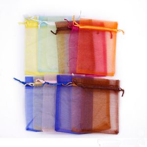 100 pcs Organza Bag Drawstring Mesh Jóias Presente Bolsa Favor Bolsas Bulk para festa de casamento Chuveiro de bebê