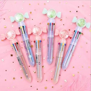 BallPoint Pennor 2PCS Cartoon Candy 10 Färger Chunky Pen Kawaii Rollerball Skolkontor Försörjning Presentpapper Papelaria Escolar