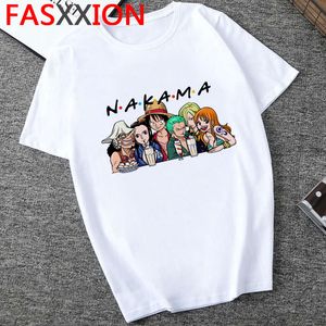 En bit T-shirt Män Harajuku tecknad 2020 Hip Hop Japan Anime Tshirt 90s Funny Luffy Zoro Graphic Fashion Tees Male