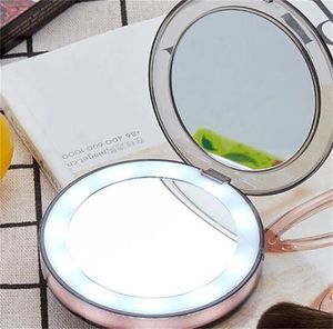Kosmetische Spiegel Makeup-Objektiv Compact Hand USB-Lade-LED-Faltspiegel Berührungsempfindliches Schalter Small Light Intelligenz Portable Neue 32xy M2