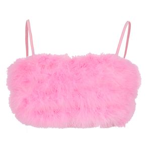 Женщины Faux Fur Tanks Top Spaghetti Brap Sexy Cread Camis Top Без рукавов Торговые топы Жилет