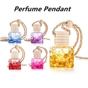 Hanging Car Perfume Pendant Fragrance Air Freshener Frasco de vidro vazio para óleos essenciais Difusor Automóveis Ornamentos