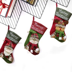 Juldekorationer Xmas Stock Tyg spis Stocking Candy Bag Home Decor Shop Party Ornament Hanging Market1