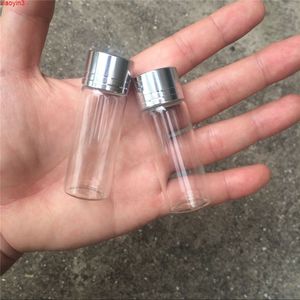 14ml glasflaskor skruvlock silver aluminium lock tomma burkar flaskor försegling upp hudvård kräm 100pcshigh kvalitation