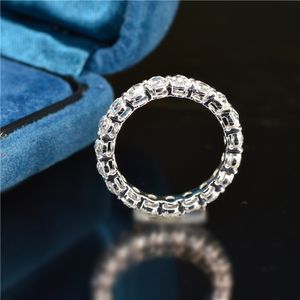 Katı 9 K Beyaz Altın 5mm 4mm 3mm F Renk Moissanite Eternity Düğün Band Moissanit Yüzük Kadınlar Bayanlar Yüzük J0112