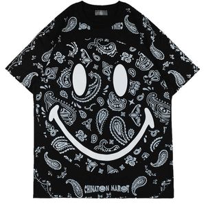 Men's T-Shirts West Coast street short t-shirt men's fashion brand cashew blossom loose hip hop hiphop top half sleeve men