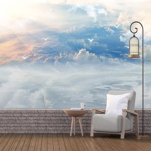 カスタム3D壁紙モダンな青い空と白い雲写真壁壁画リビングルームテレビソファーベッドルームの背景壁絵画3 d