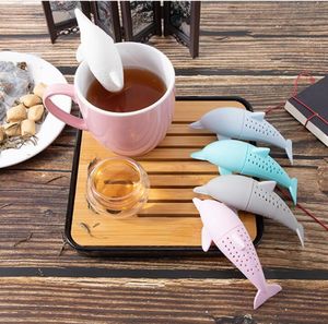 Silicone Cute Dolphin Shaped Tea Infuser Leaf Strainer Herbal Spice Filter Diffuser Filter Teapot Teabags for Tea & Coffee Drinkware