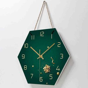 Fashion Lanyard Clock Living Room Decoration Table Orologio da parete minimalista creativo Salone di bellezza Beautiful Mute Hexagon Table Wall H1230