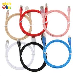 Xiaomi redmi Not 7 Mi9 Meteor Kumaş USB C Kablo Samsung S9 USB-C Cep Telefonu Şarj Kordon 100pcs / lot için için USB C Tipi Kablo