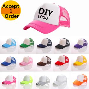 Fabrikspris DIY Acceptera 1 st Print Sommar Andas Mesh Snapback Vuxna Barn Män Kvinnor Baseball Caps Trucker Kepsar J1225