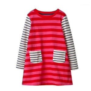 Wholesale kid frocks designs for sale - Group buy Jumping meters New designs baby dresses stripe girls dress cotton children clothes long sleeve kids frocks dresses for girl1