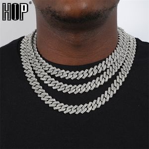Hiphop aaa bling 13,5 mm prong kubansk kedja 2 rad is ut mäns halsband zirkon asfalterade halsband för män kvinnor smycken 220217