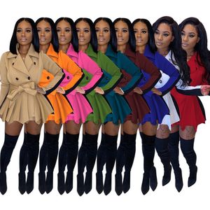 Kobiety Slim Płaszcz Kontrast Kolor Spódnica Kurtka Jesień Zima Przechowywać Ciepły Z Długim Rękawem Zagęszczone Panie Dorywczo Przyciągające ubrania
