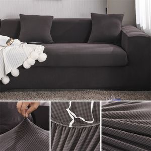 Sofà di divano in velluto a colori solido per soggiorno Cover di divano elastico per poltrona Chaise Lounge Stretch Seduction Sofa Protector LJ201216