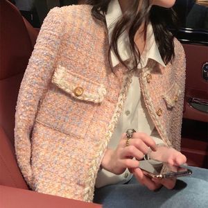 2023 Koreanische Frauen rosa klobiger Mantel Basic Jacket Coat Damenbekleidungsmantelstil Anzug kurz gestreifte Kawaii