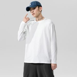 컴포트 색상 탑스 남성용 티셔츠 플러스 사이즈 3XL 4XL 5XL 하단 셔츠 탑 라운드 넥 긴 소매 검정색 흰색